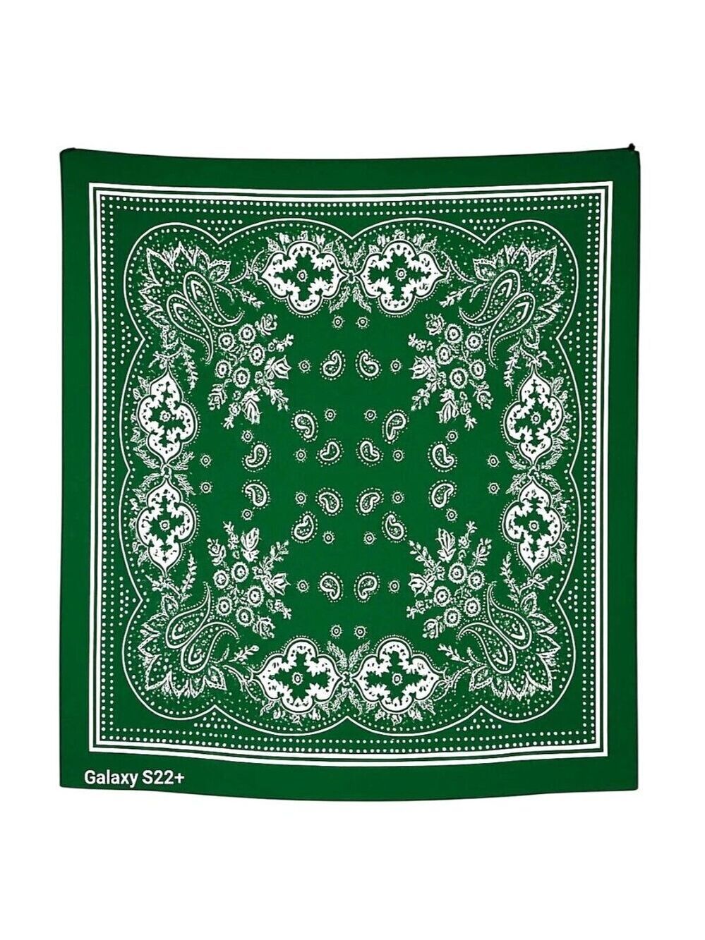 Green White Paisley Square Scarf Bandana Print Silk Feel Accessory Neck Head Wra